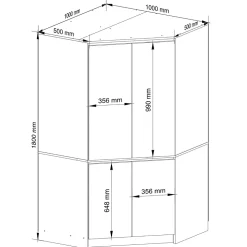 Armoire d'angle AKORD S100 Chêne Sonoma 100 cm 4 portes façade Chêne Sonoma 6 étagères 100x50x180 cm