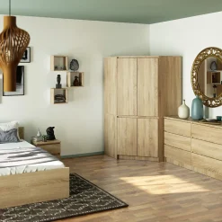 Armoire d'angle AKORD S100 Chêne Sonoma 100 cm 4 portes façade Chêne Sonoma 6 étagères 100x50x180 cm