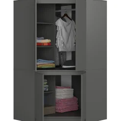 Armoire d'angle AKORD S100 Gris Graphite 100 cm 4 portes façade Gris Graphite 6 étagères 100x50x180 cm