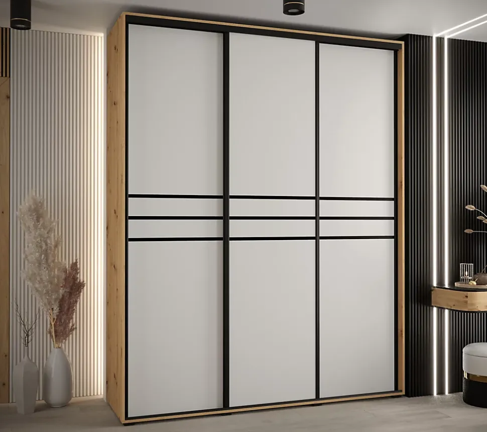 Armoire Davos 10 a portes coulissantes H. 235,2 x L. 200 x P. 60 3 portes