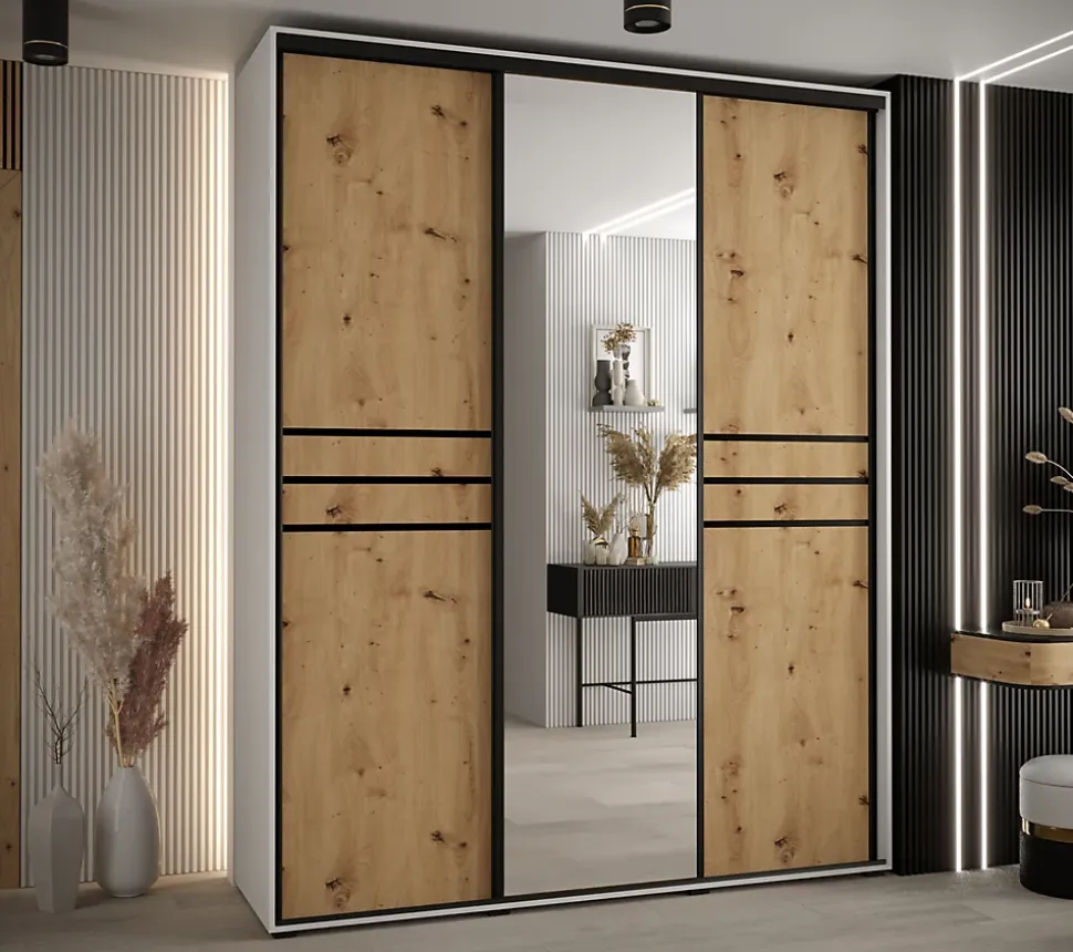 Armoire Davos 11 a portes coulissantes H. 235,2 x L. 200 x P. 60 3 portes
