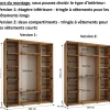 Armoire Davos 5 a portes coulissantes H. 235,2 x L. 200 x P. 45 3 portes
