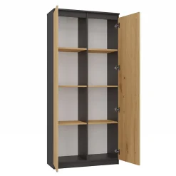 Armoire de bureau- Bibliothèque avec portes - 80x35x180 cm - 8 étagères-PRATO