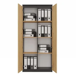 Armoire de bureau- Bibliothèque avec portes - 80x35x180 cm - 8 étagères-PRATO
