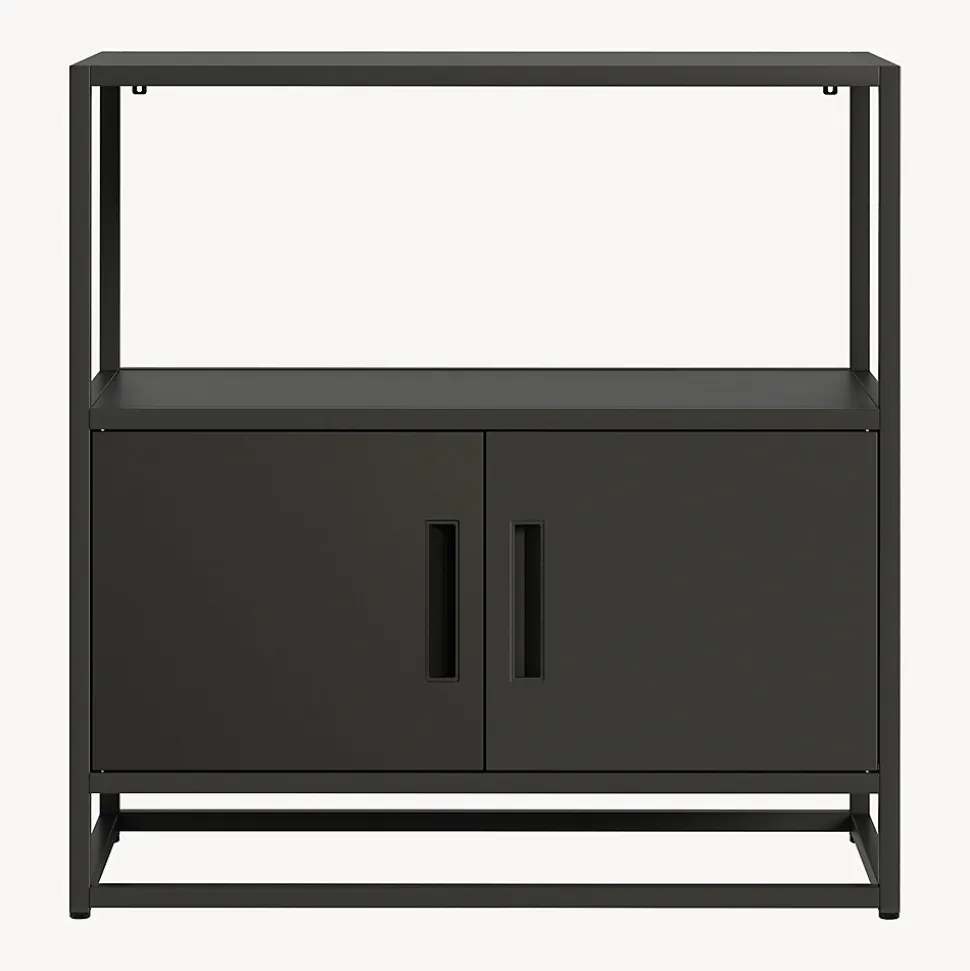 Armoire de bureau Hailuoto acier 82 x 80 x 40 cm noir en.casa