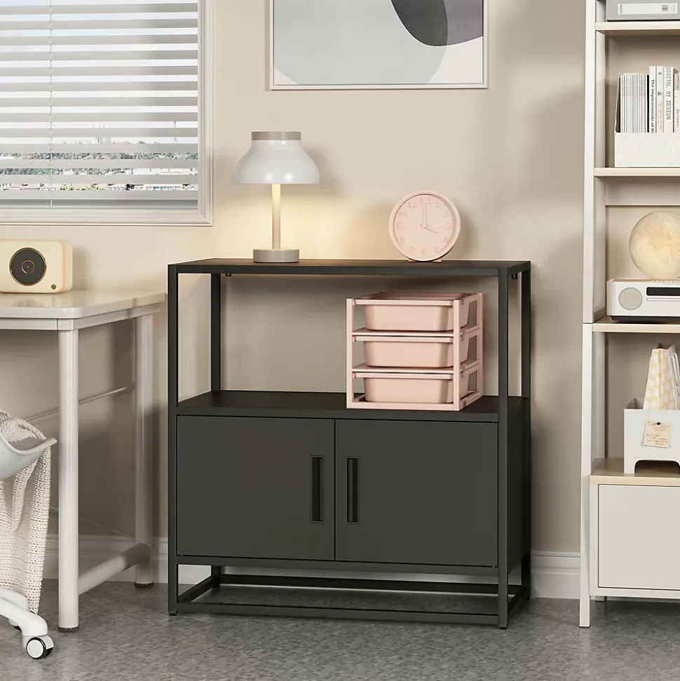Armoire de bureau Hailuoto acier 82 x 80 x 40 cm noir en.casa