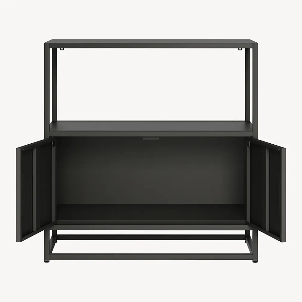 Armoire de bureau Hailuoto acier 82 x 80 x 40 cm noir en.casa
