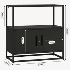 Armoire de bureau Hailuoto acier 82 x 80 x 40 cm noir en.casa