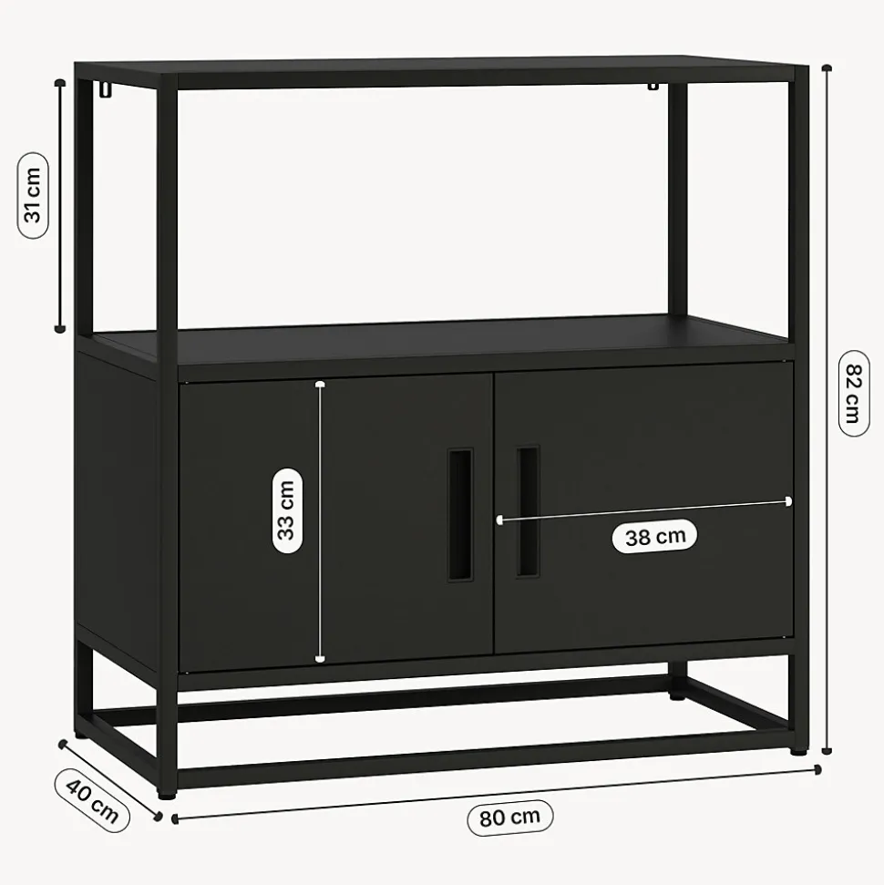 Armoire de bureau Hailuoto acier 82 x 80 x 40 cm noir en.casa