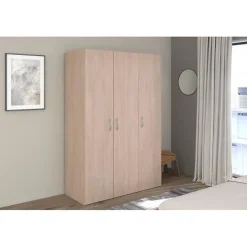 Armoire de chambre - EASY LIFE - Chene - 3 portes - 120,2 x 180 x 49,7 - PARISOT