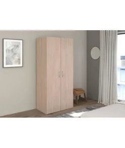 Armoire de chambre - EASY LIFE - Chene - 2 portes - 80,2 x 180 x 49,7 - PARISOT