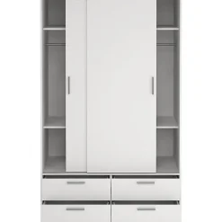 Armoire de chambre - ONTARIO - Blanc mat - 2 portes - 4 tiroirs - 121,2 x 60,25 x 200 cm