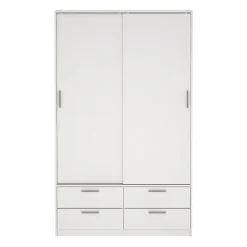Armoire de chambre - ONTARIO - Blanc mat - 2 portes - 4 tiroirs - 121,2 x 60,25 x 200 cm