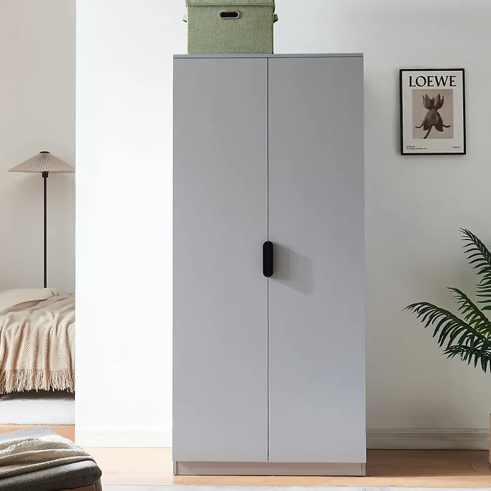 Armoire de chambre Eiselfing avec 1 compartiment 176 x 80 x 52 cm gris en.casa