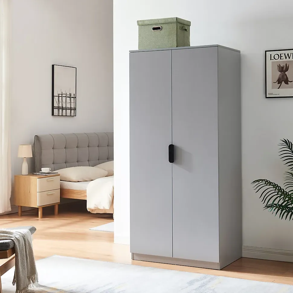 Armoire de chambre Eiselfing avec 1 compartiment 176 x 80 x 52 cm gris en.casa