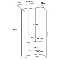 Armoire de chambre Eiselfing avec 1 compartiment 176 x 80 x 52 cm gris en.casa