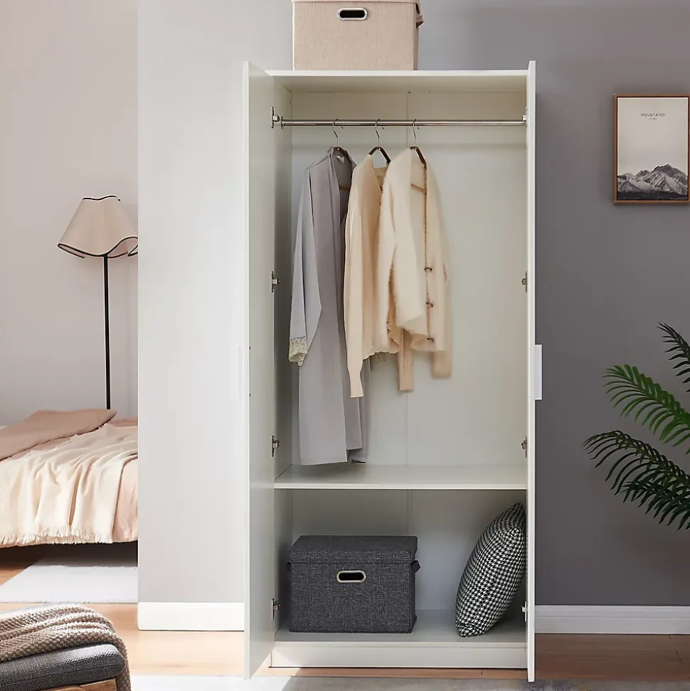 Armoire de chambre Eiselfing avec 1 compartiment 176 x 80 x 52 cm blanc en.casa