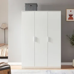 Armoire de chambre Eiselfing avec 4 étagères 176 x 120 x 52 cm blanc en.casa