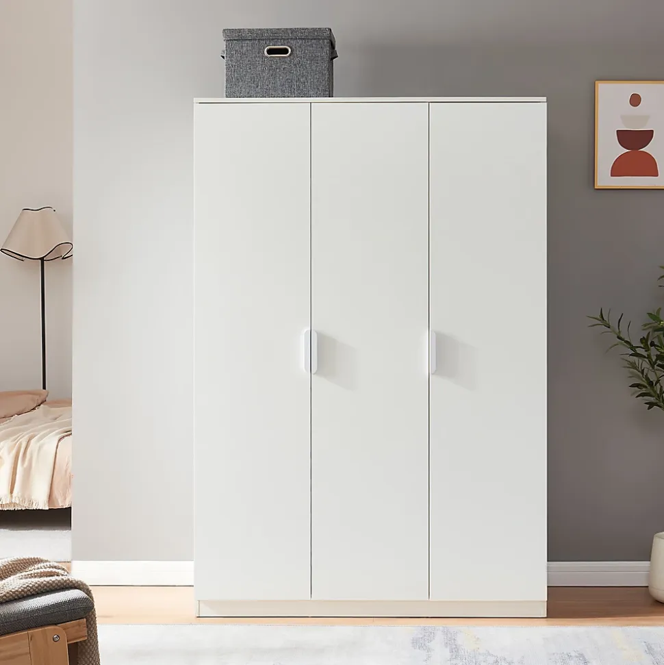 Armoire de chambre Eiselfing avec 4 étagères 176 x 120 x 52 cm blanc en.casa