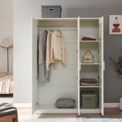 Armoire de chambre Eiselfing avec 4 étagères 176 x 120 x 52 cm blanc en.casa