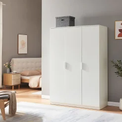 Armoire de chambre Eiselfing avec 4 étagères 176 x 120 x 52 cm blanc en.casa