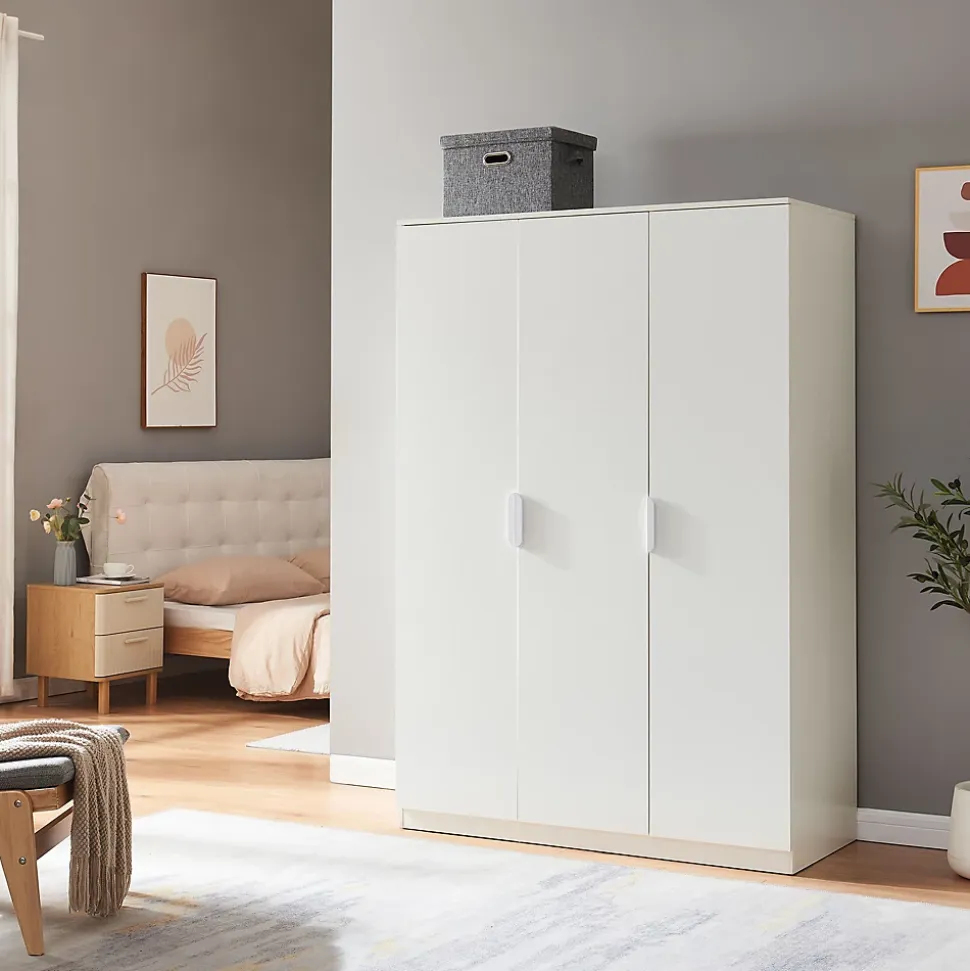 Armoire de chambre Eiselfing avec 4 étagères 176 x 120 x 52 cm blanc en.casa