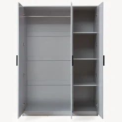 Armoire de chambre Eiselfing avec 4 étagères 176 x 120 x 52 cm gris en.casa