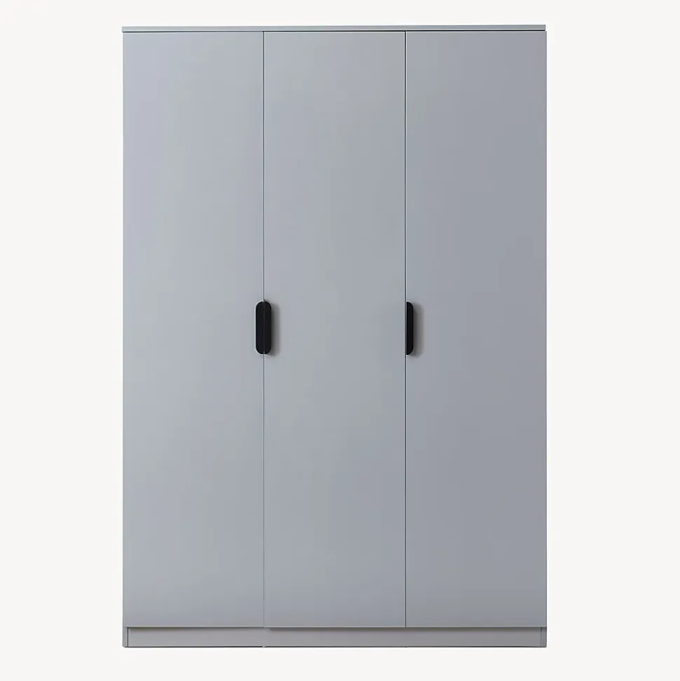 Armoire de chambre Eiselfing avec 4 étagères 176 x 120 x 52 cm gris en.casa