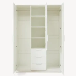 Armoire de chambre Eiselfing avec 4 étagères et 3 tiroirs 176 x 120 x 52 cm blanc en.casa