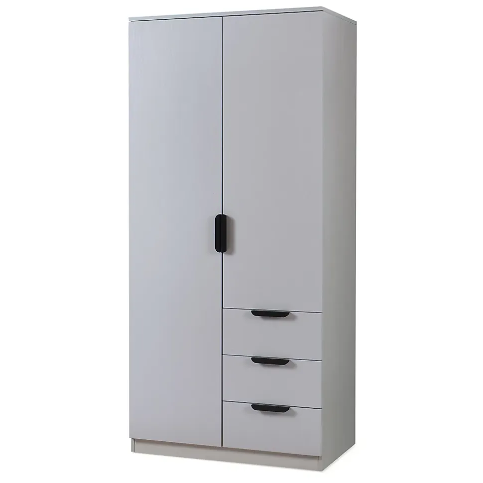 Armoire de chambre Eiselfing avec 4 étagères et 3 tiroirs 176 x 80 x 52 cm gris en.casa