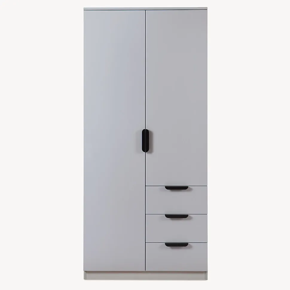 Armoire de chambre Eiselfing avec 4 étagères et 3 tiroirs 176 x 80 x 52 cm gris en.casa