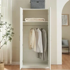 Armoire de chambre Finning 1 étagère MDF 176 x 80 x 52 cm blanc en.casa