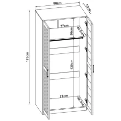 Armoire de chambre Finning 1 étagère MDF 176 x 80 x 52 cm blanc en.casa