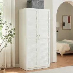 Armoire de chambre Finning 1 étagère MDF 176 x 80 x 52 cm blanc en.casa