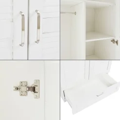 Armoire de chambre Finning 4 étagères 1 tiroir MDF 176 x 80 x 52 cm blanc en.casa