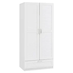 Armoire de chambre Finning 4 étagères 1 tiroir MDF 176 x 80 x 52 cm blanc en.casa