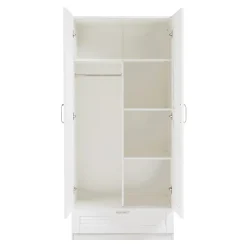 Armoire de chambre Finning 4 étagères 1 tiroir MDF 176 x 80 x 52 cm blanc en.casa