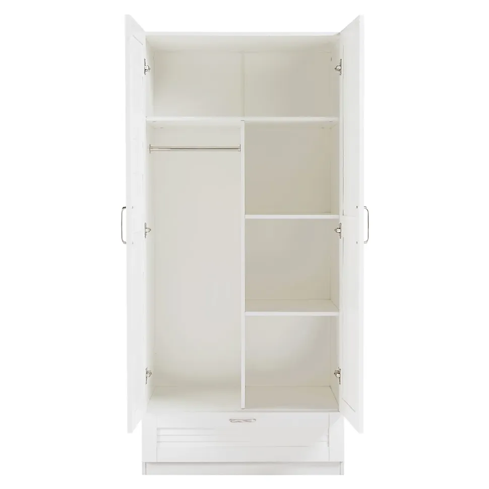 Armoire de chambre Finning 4 étagères 1 tiroir MDF 176 x 80 x 52 cm blanc en.casa