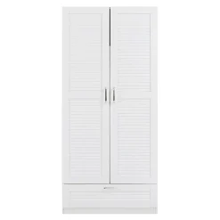 Armoire de chambre Finning 4 étagères 1 tiroir MDF 176 x 80 x 52 cm blanc en.casa