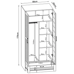 Armoire de chambre Finning 4 étagères 1 tiroir MDF 176 x 80 x 52 cm blanc en.casa