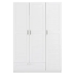 Armoire de chambre Finning 7 étagères 1 tiroirs MDF 176 x 120 x 52 cm blanc en.casa