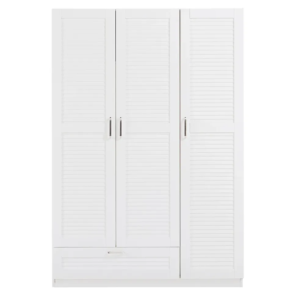 Armoire de chambre Finning 7 étagères 1 tiroirs MDF 176 x 120 x 52 cm blanc en.casa