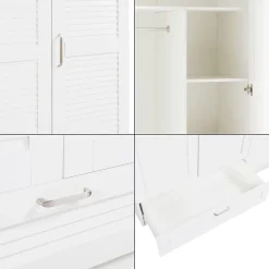 Armoire de chambre Finning 7 étagères 1 tiroirs MDF 176 x 120 x 52 cm blanc en.casa