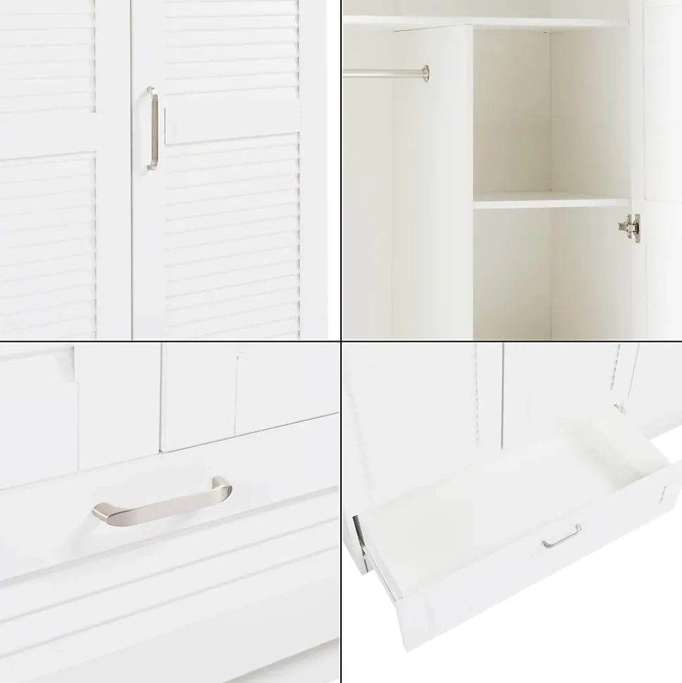 Armoire de chambre Finning 7 étagères 1 tiroirs MDF 176 x 120 x 52 cm blanc en.casa
