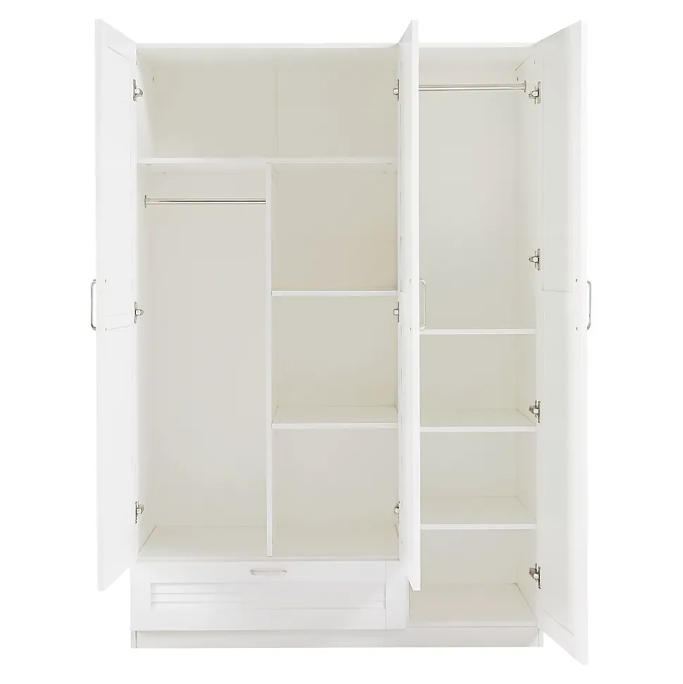 Armoire de chambre Finning 7 étagères 1 tiroirs MDF 176 x 120 x 52 cm blanc en.casa
