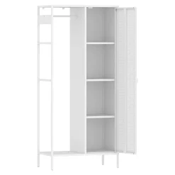 Armoire de chambre Puumala avec 4 étagères acier 180 x 80 x 45 cm blanc en.casa