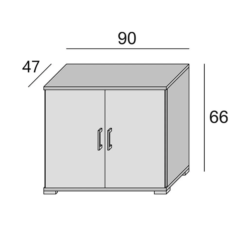 Armoire De Rangement À Double Porte En Chêne L.90Cm