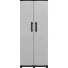 Armoire de rangement 2 portes 4 Etagères Grise 68 x 37 x H169 cm 4 pieds INTEC