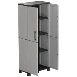 Armoire de rangement 2 portes 4 Etagères Grise 68 x 37 x H169 cm 4 pieds INTEC