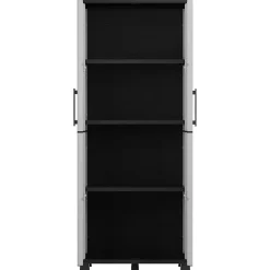 Armoire de rangement 2 portes 4 Etagères Grise 68 x 37 x H169 cm 4 pieds INTEC